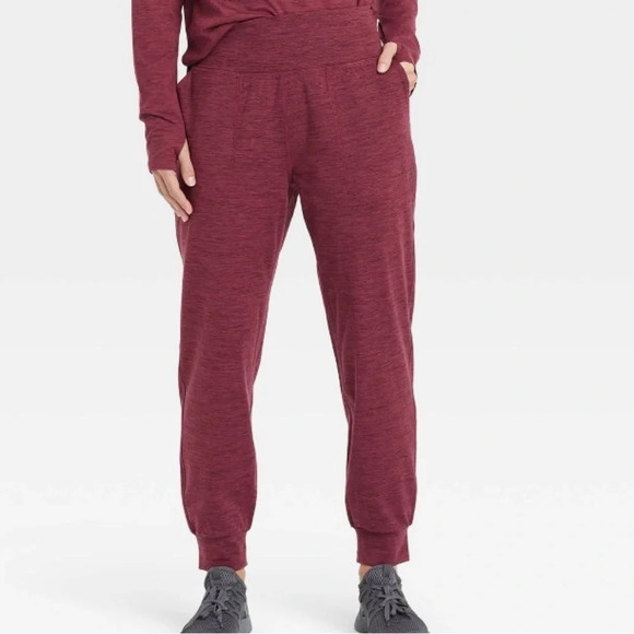 JOYLAB Mid-Rise Cozy Spacedye Jogger Pants Maroon XS - Picture 1 of 3